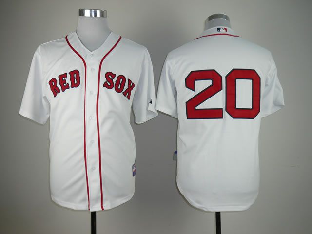 Men Boston Red Sox #20 Youkilis White MLB Jerseys